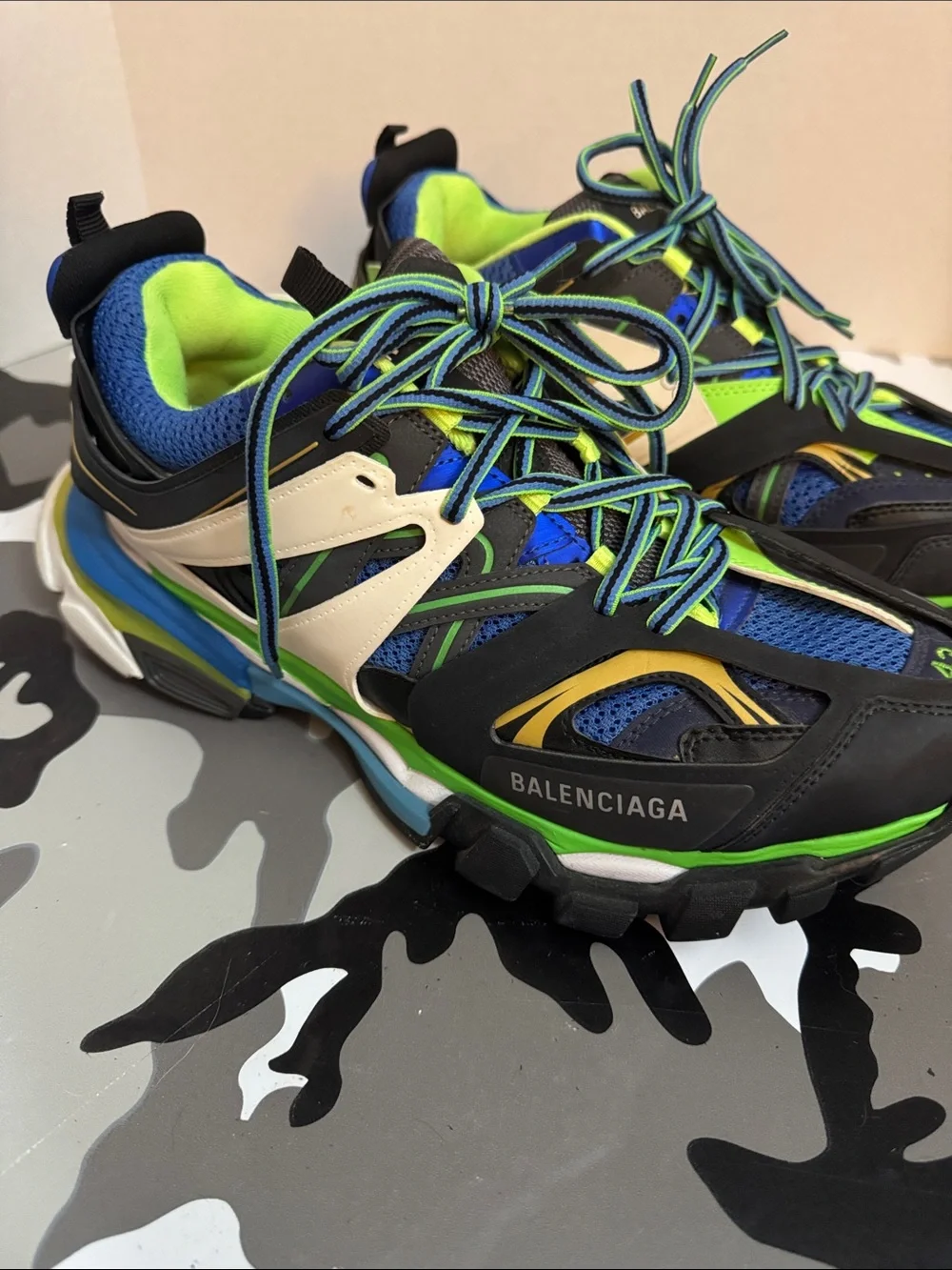 Balenciaga Multicolor Blue Neon Green Black Track Sneakers